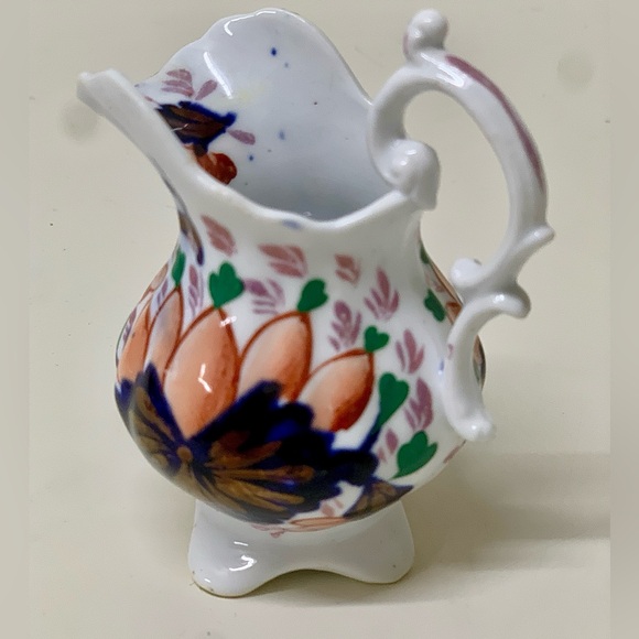 19th Century Antique Gaudy Welsh Grape Pattern Miniature Scalloped Footed Jug - Picture 11 of 16